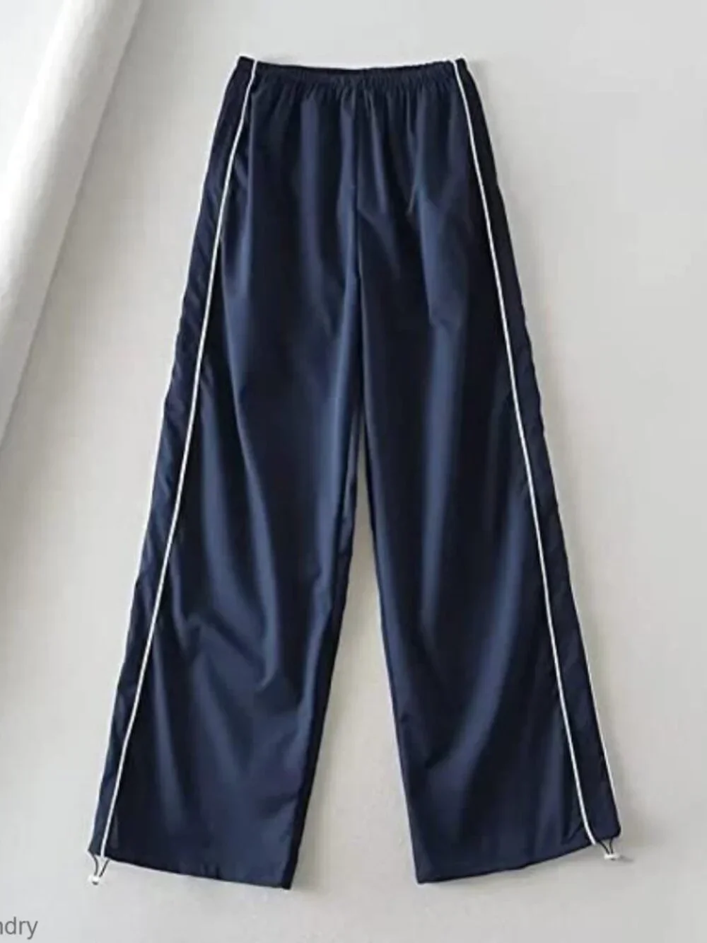 Baggy Y2K Parachute Track Pants with Drawstring Legs, Polyester - Picture 6 of 7